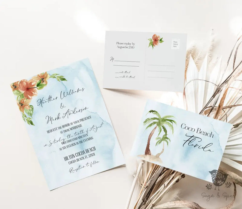 Watercolor Florida Wedding Invitation Suite - Premium  from Sugar and Spice Invitations - Just $2.10! Shop now at Sugar and Spice Paper
