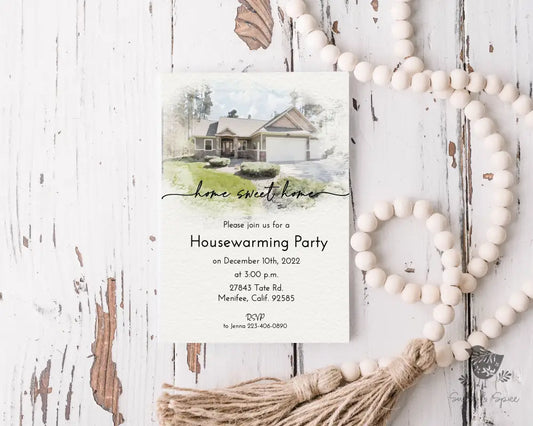 Watercolor House Portrait Housewarming Invitation - Premium Digital File from Sugar and Spice Invitations - Just $2.20! Shop now at Sugar and Spice Paper