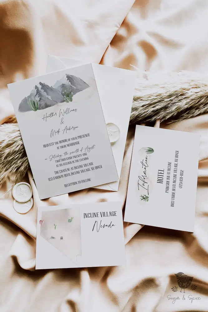 Watercolor Nevada Wedding Invitation Suite - Premium  from Sugar and Spice Invitations - Just $2.15! Shop now at Sugar and Spice Paper