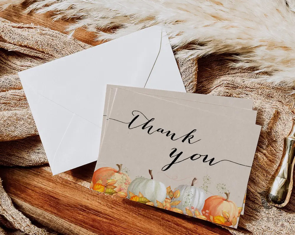 Watercolor Pumpkin Thank You Card - Premium Paper & Party Supplies > Paper > Invitations & Announcements > Invitations from Sugar and Spice Invitations - Just $2.50! Shop now at Sugar and Spice Paper