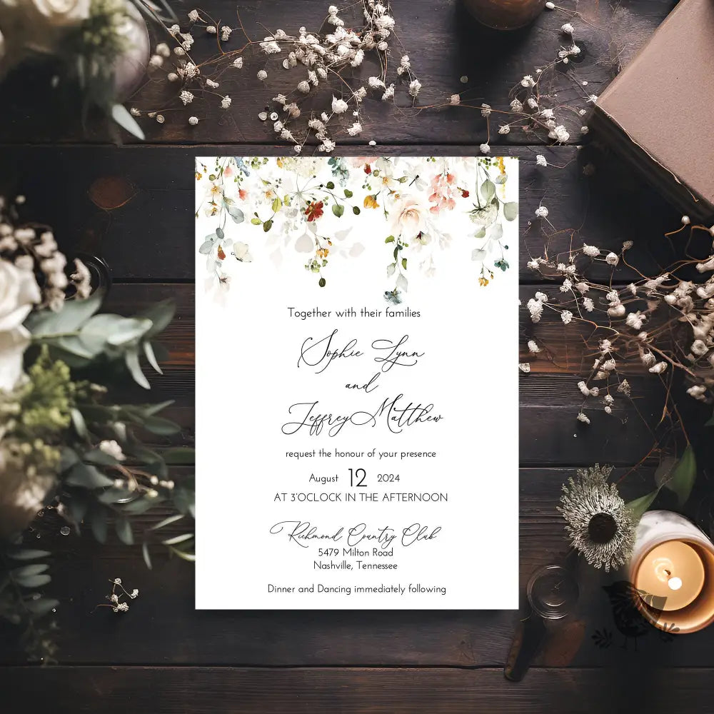 Watercolor Wildflower Wedding Invitation Suite - Premium  from Sugar and Spice Invitations - Just $2.15! Shop now at Sugar and Spice Paper