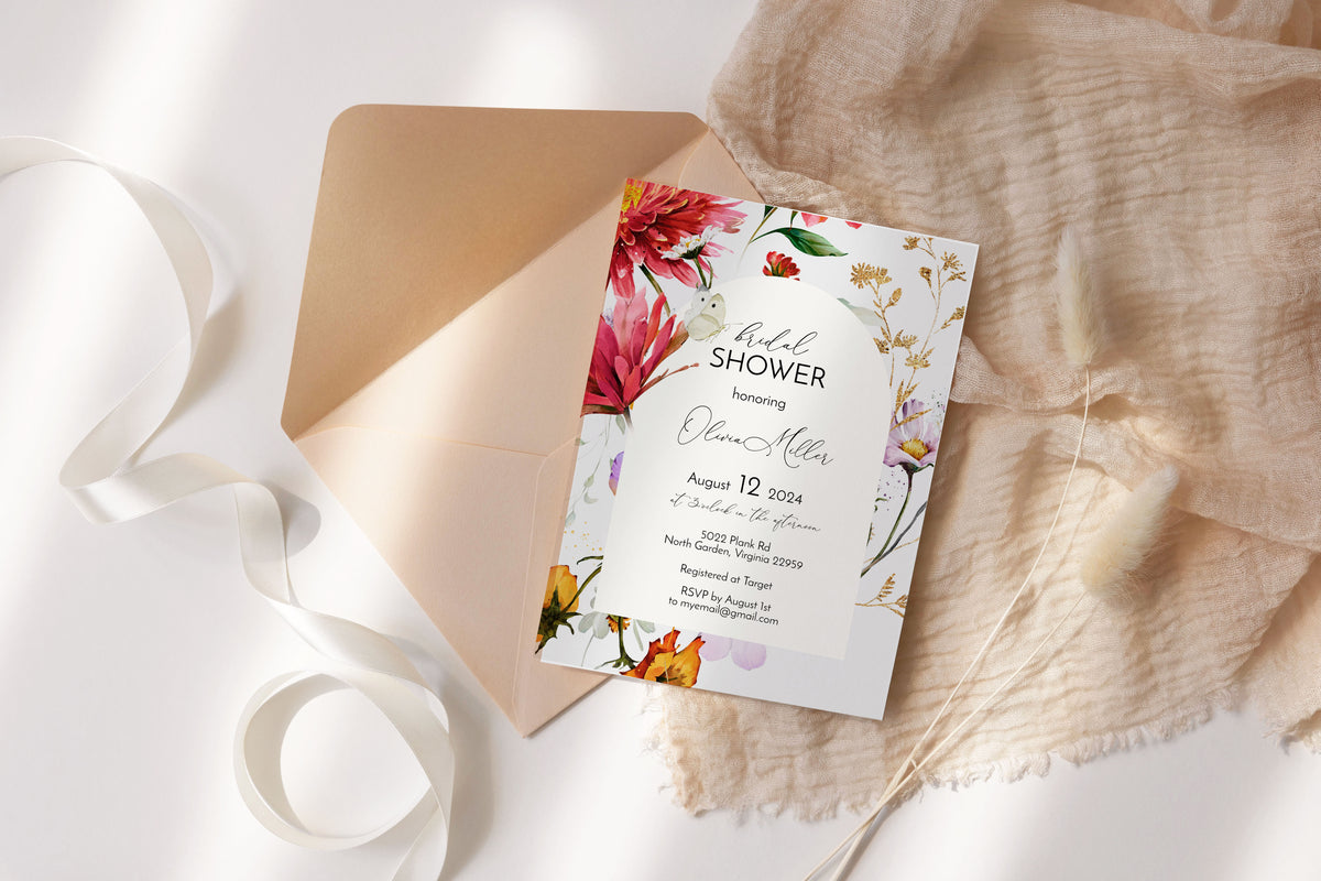 Wildflower Arch Bridal Shower Invitation