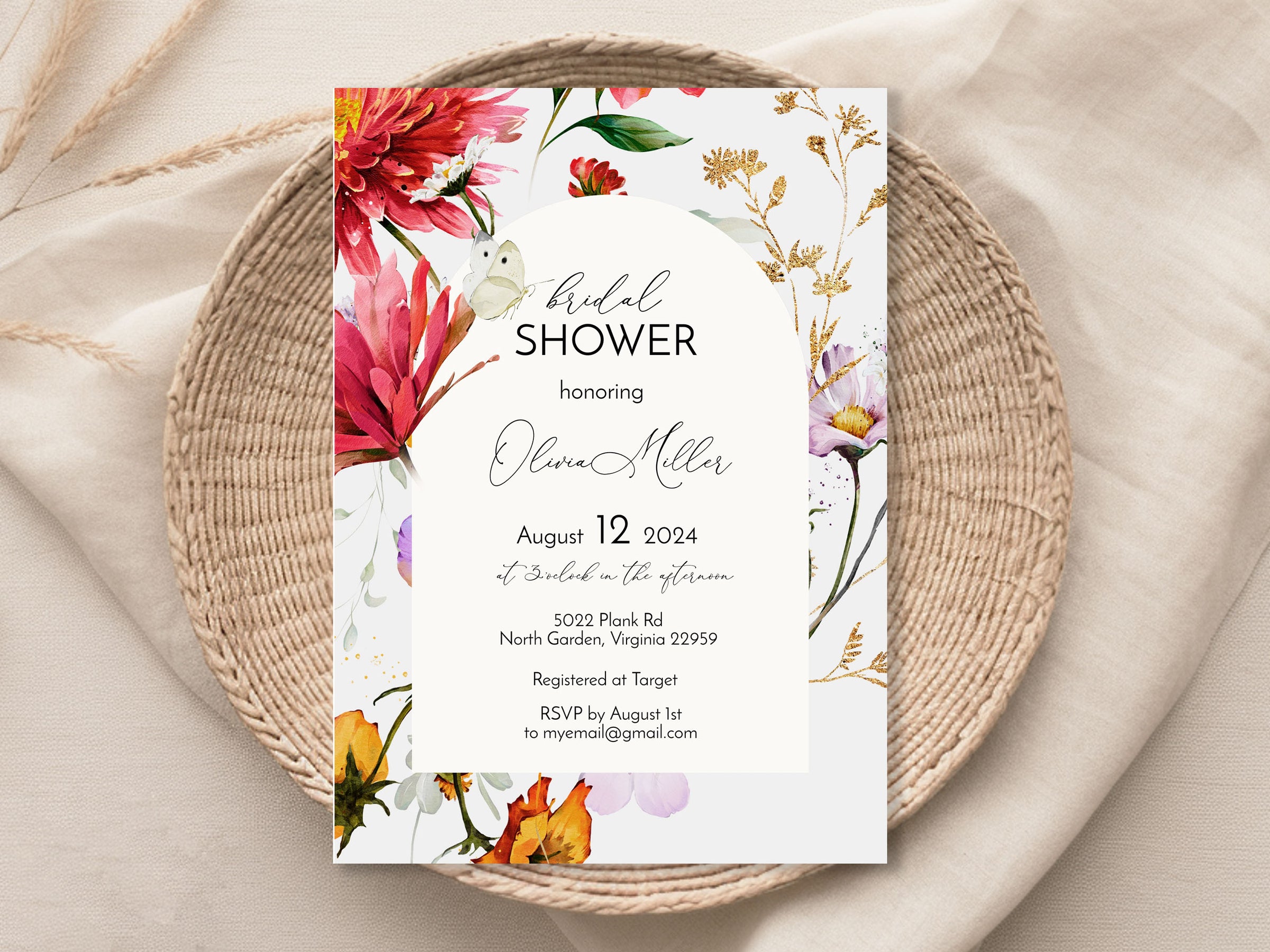 Wildflower Arch Bridal Shower Invitation