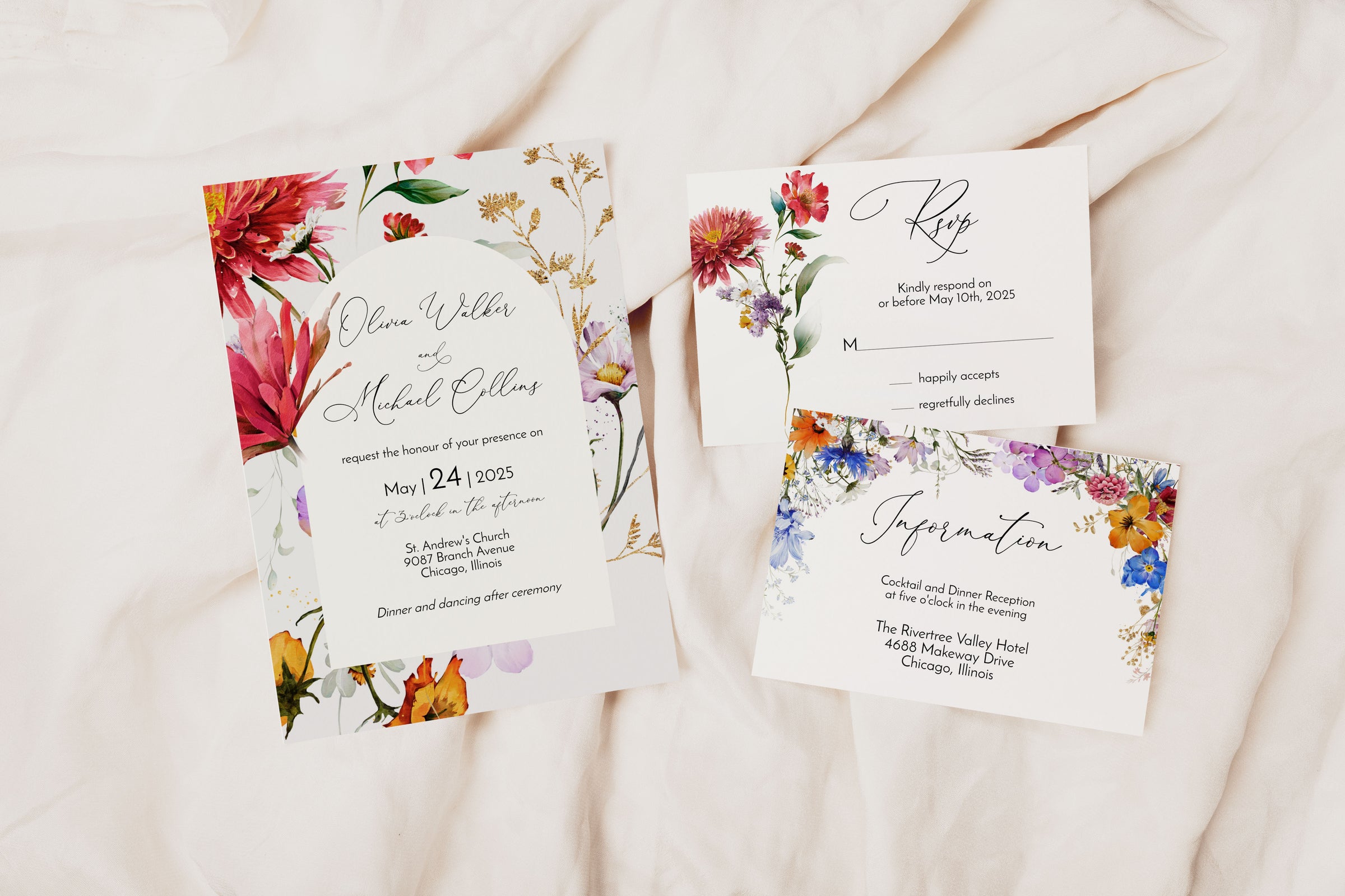 Wildflower Arch Garden Wedding Invitation