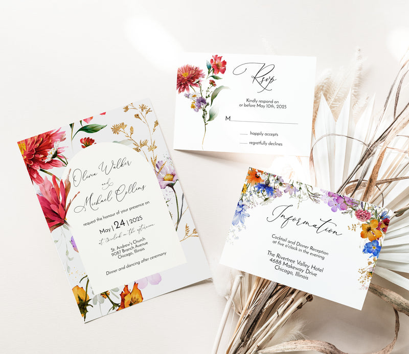 Wildflower Arch Garden Wedding Invitation