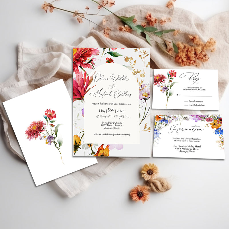 Wildflower Arch Garden Wedding Invitation