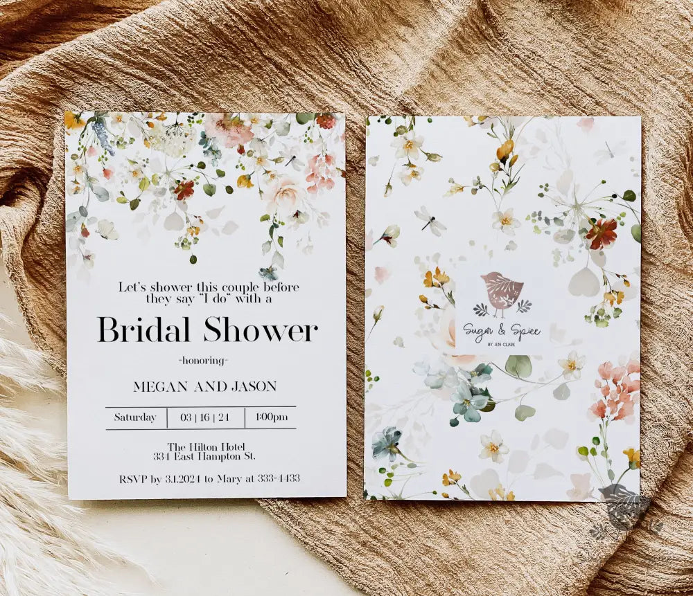 Wildflower Spring Floral Bridal Shower Invitation - Premium  from Sugar and Spice Invitations - Just $1.95! Shop now at Sugar and Spice Paper