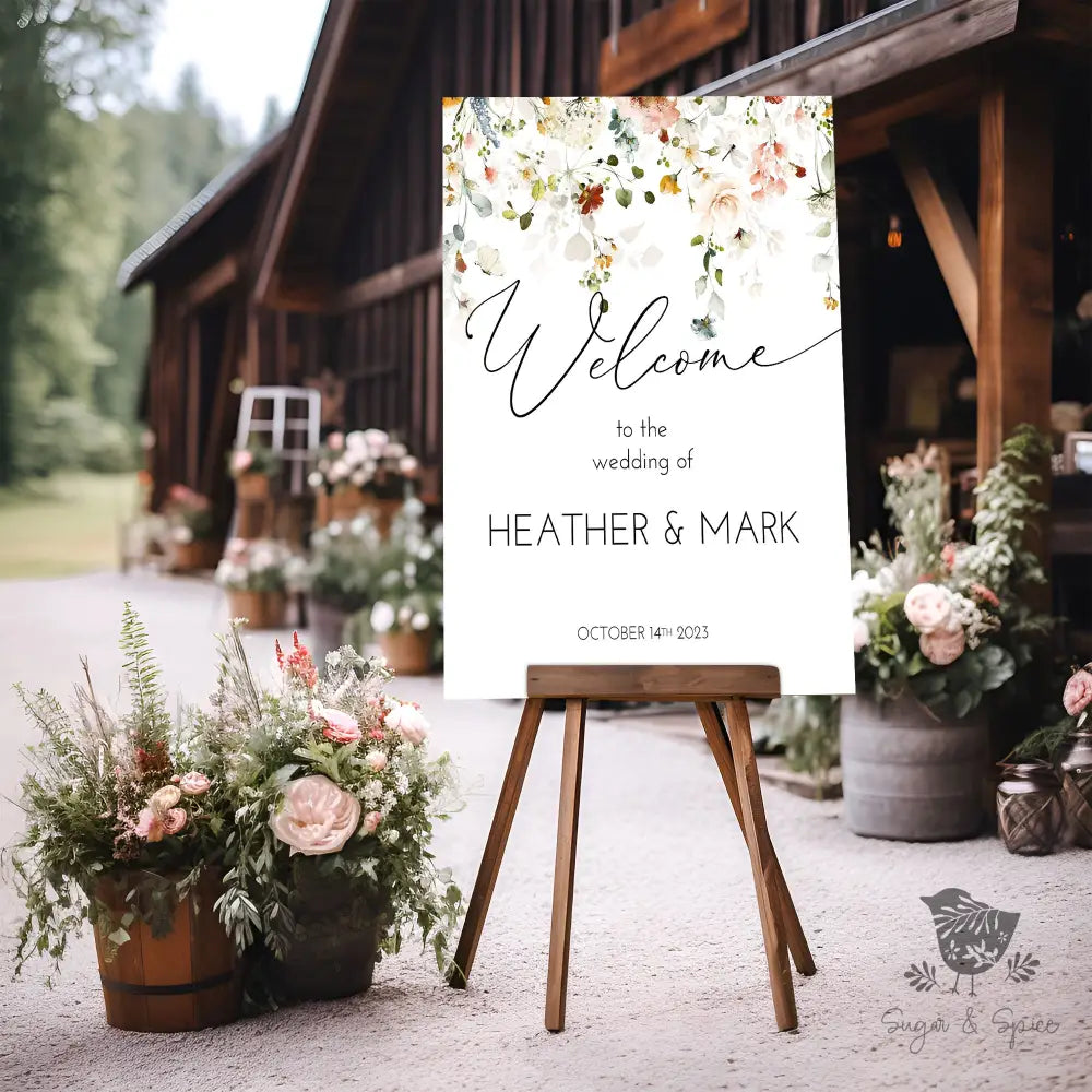 Wildflowers Garden Wedding Welcome Sign - Premium  from Sugar and Spice Invitations - Just $35! Shop now at Sugar and Spice Paper