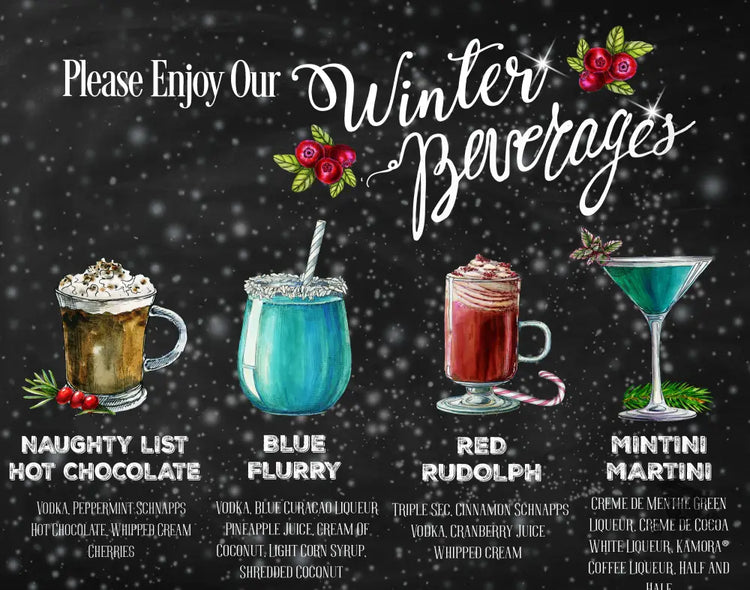 Winter Beverages Signature Drink Sign - Premium  from Sugar and Spice Invitations - Just $45! Shop now at Sugar and Spice Paper