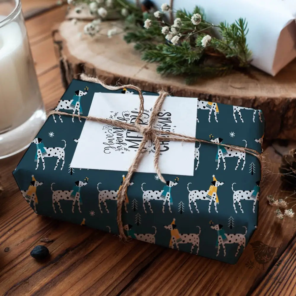 Winter Dalmatian Wrapping Paper - Premium Craft Supplies & Tools > Party & Gifting > Packaging & Wrapping from Sugar and Spice Invitations - Just $26.10! Shop now at Sugar and Spice Paper