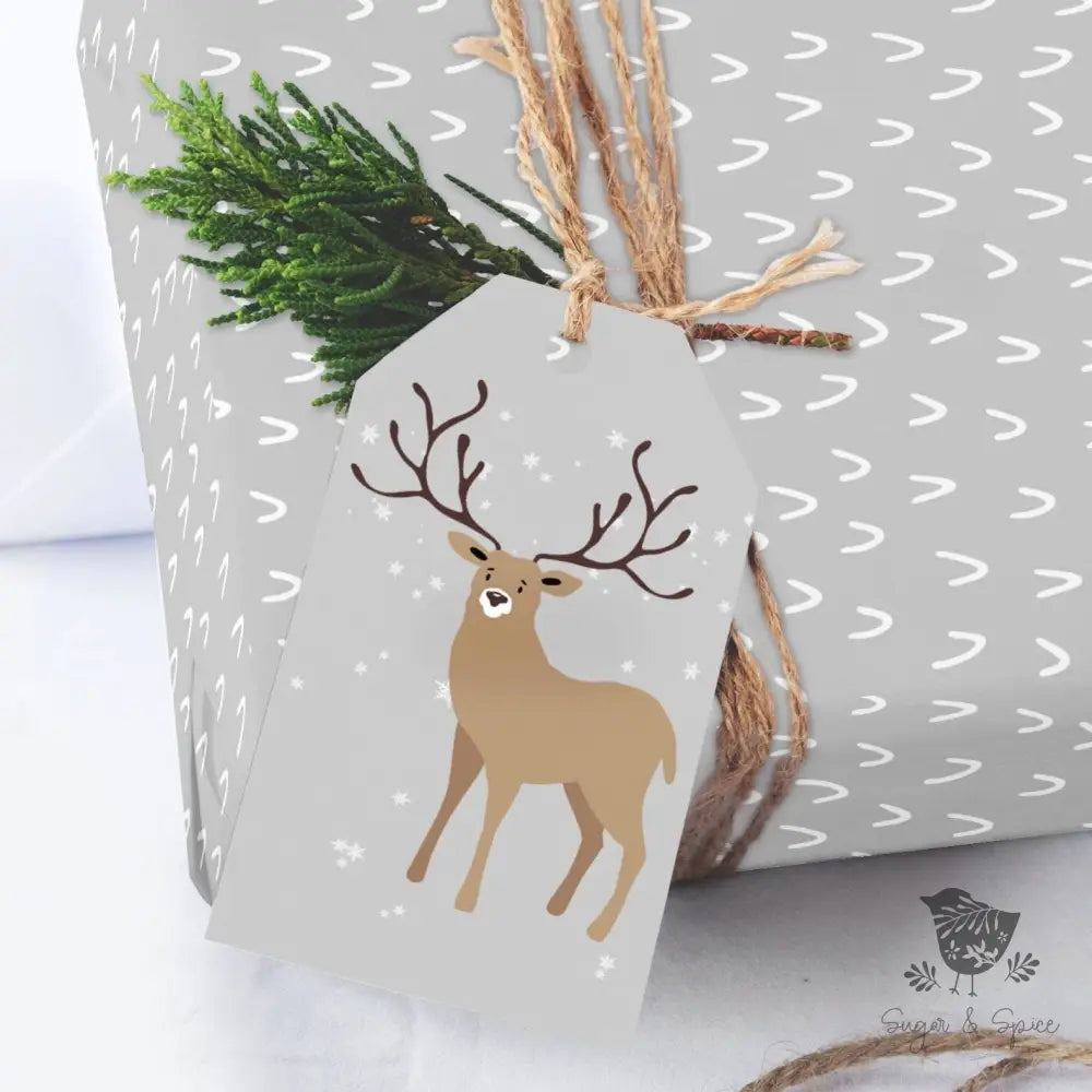 Winter Deer in Snow Christmas Tree Gift Tag - Premium Craft Supplies & Tools > Party & Gifting > Labels, Stickers & Tags > Tags from Sugar and Spice Invitations - Just $26! Shop now at Sugar and Spice Paper