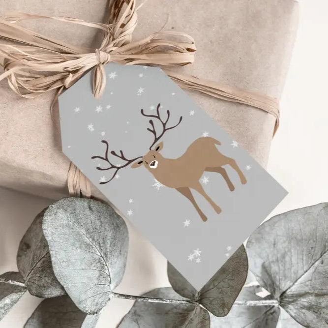Winter Deer in Snow Christmas Tree Gift Tag - Premium Craft Supplies & Tools > Party & Gifting > Labels, Stickers & Tags > Tags from Sugar and Spice Invitations - Just $26! Shop now at Sugar and Spice Paper
