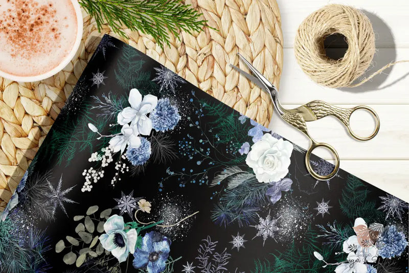 Winter Floral Snowflake Wrapping Paper - Premium Craft Supplies & Tools > Party & Gifting > Packaging & Wrapping from Sugar and Spice Invitations - Just $26.10! Shop now at Sugar and Spice Paper