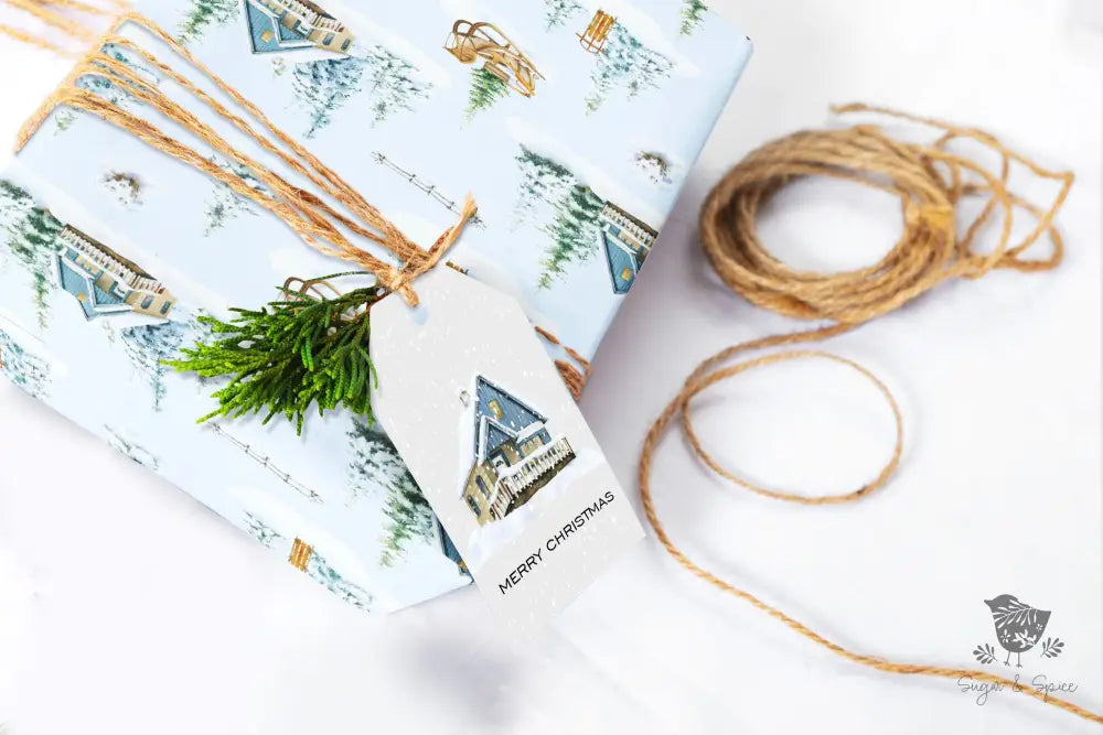 Winter Forest and Cottage Christmas Wrapping Paper - Premium Craft Supplies & Tools > Party & Gifting > Packaging & Wrapping from Sugar and Spice Invitations - Just $26.10! Shop now at Sugar and Spice Paper