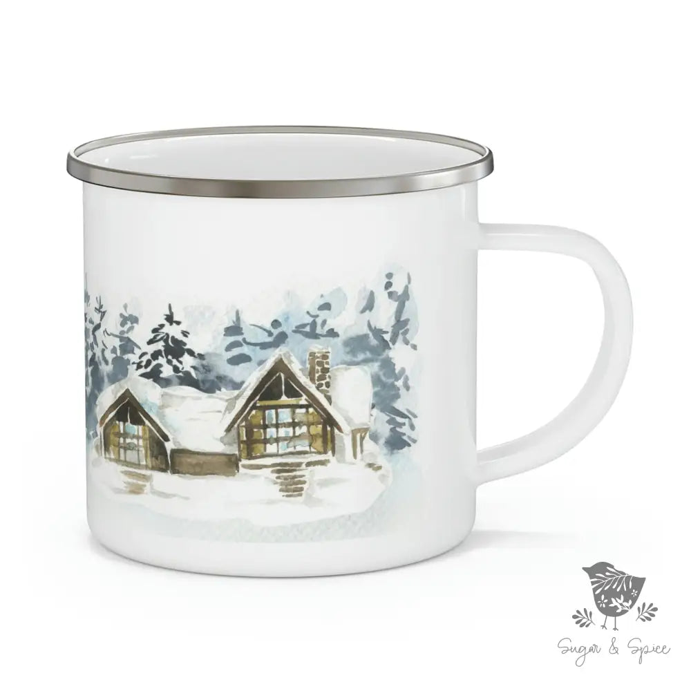 Winter Forest Enamel Camping Mug - Premium Mug from Printify - Just $18! Shop now at Sugar and Spice Paper