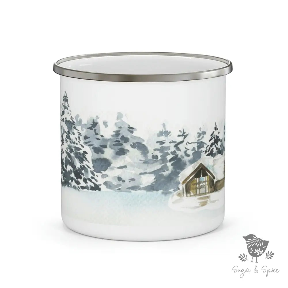 Winter Forest Enamel Camping Mug - Premium Mug from Printify - Just $18! Shop now at Sugar and Spice Paper