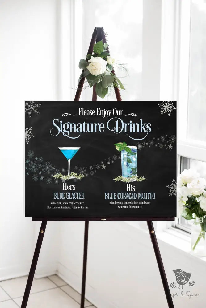 Winter His And Hers Signature Drink Sign