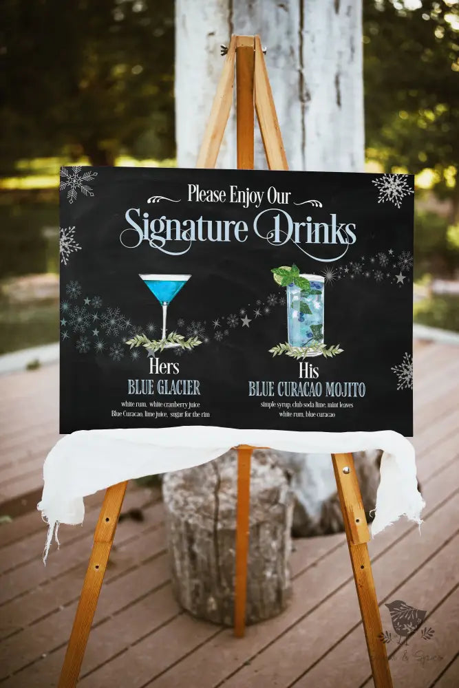 Winter His and Hers Signature Drink Sign - Premium  from Sugar and Spice Invitations - Just $35! Shop now at Sugar and Spice Paper