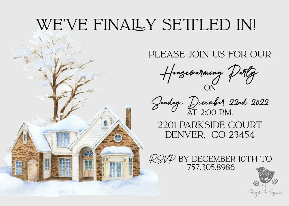 Winter Home Housewarming Invitation - Premium Digital File from Sugar and Spice Invitations - Just $2.10! Shop now at Sugar and Spice Paper