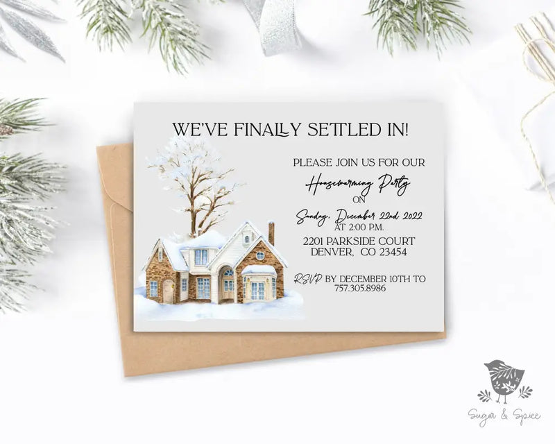 Winter Home Housewarming Invitation - Premium Digital File from Sugar and Spice Invitations - Just $2.10! Shop now at Sugar and Spice Paper