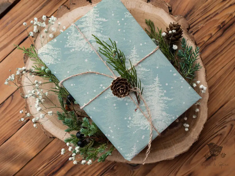 Winter Woodland Trees Wrapping Paper - Premium Craft Supplies & Tools > Party & Gifting > Packaging & Wrapping from Sugar and Spice Invitations - Just $26.10! Shop now at Sugar and Spice Paper