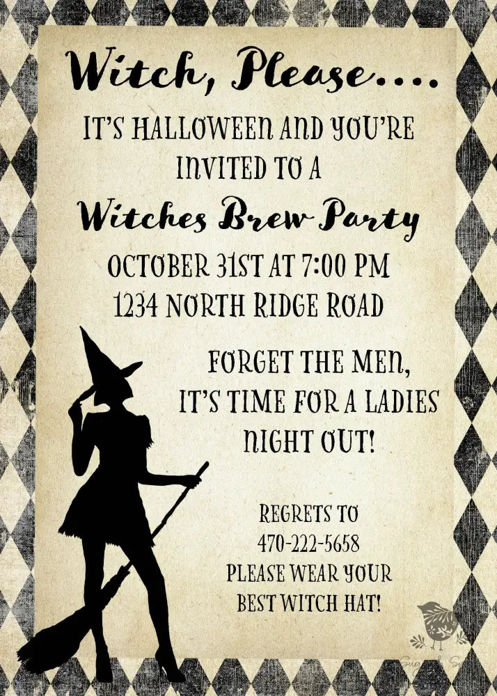 Witch Please Halloween Invitation Digital File