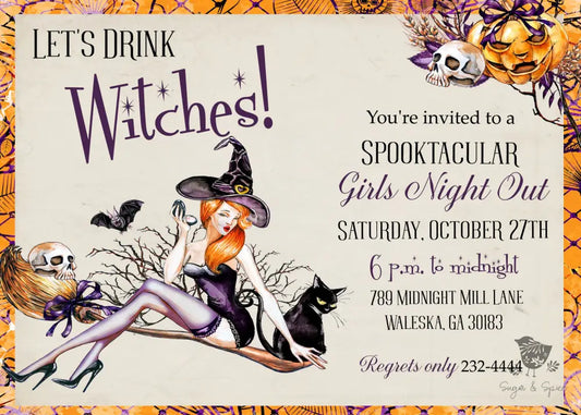 Witches Halloween Invitation - Premium Digital File from Sugar and Spice Invitations - Just $2.10! Shop now at Sugar and Spice Paper