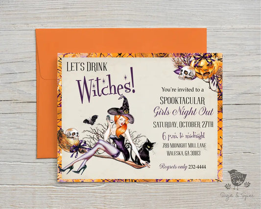 Witches Halloween Invitation - Premium Digital File from Sugar and Spice Invitations - Just $2.10! Shop now at Sugar and Spice Paper