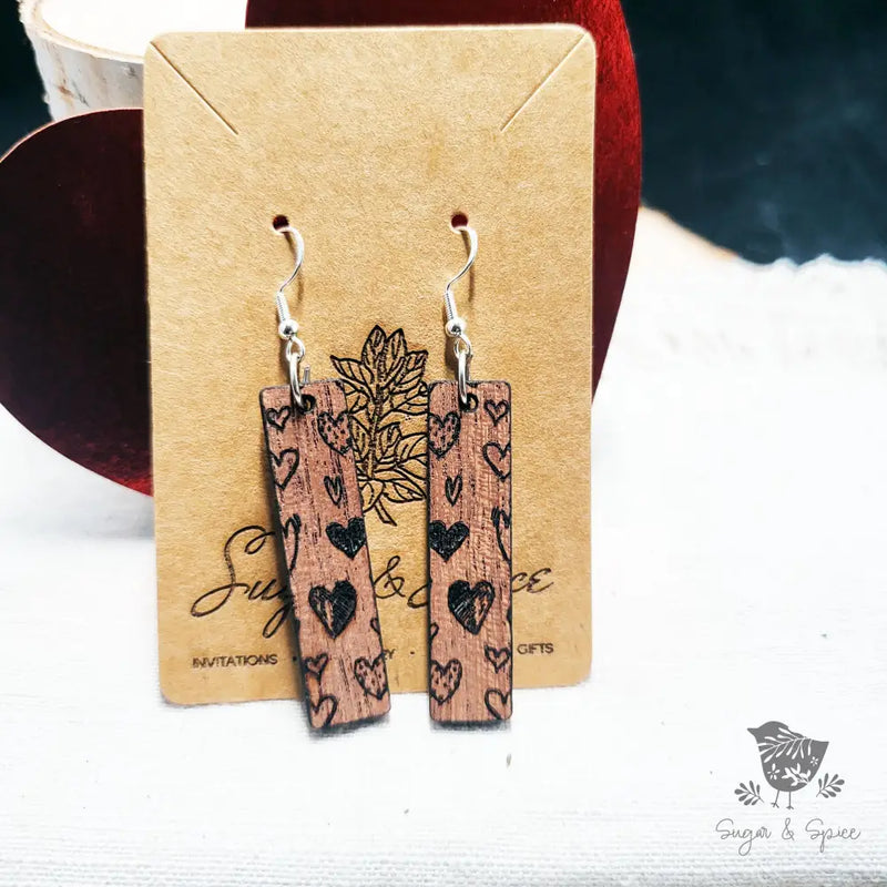 Wood Heart Engraved Earrings - Premium  from Sugar and Spice Invitations - Just $11.25! Shop now at Sugar and Spice Paper