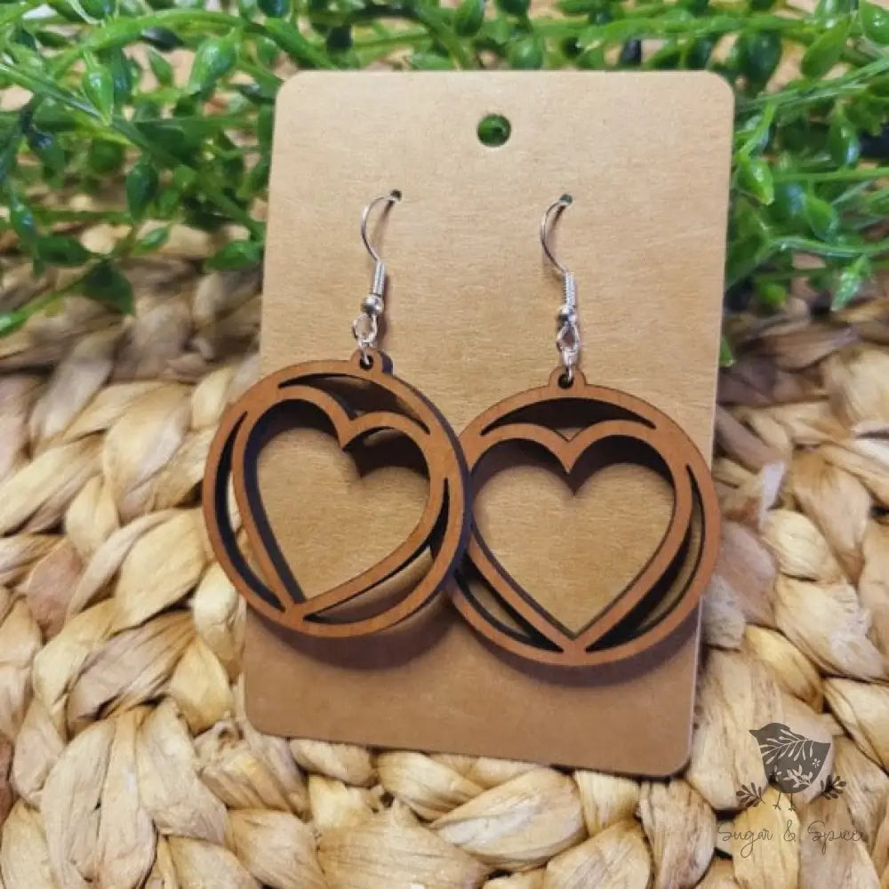 Wood Heart Valentines Day Earrings - Premium  from Sugar and Spice Invitations - Just $11.25! Shop now at Sugar and Spice Paper