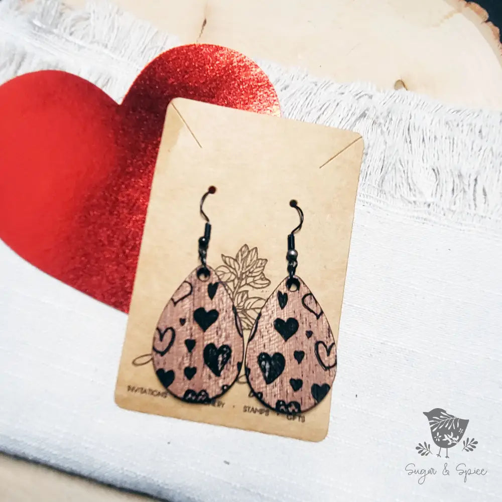 Wood Valentine Earrings