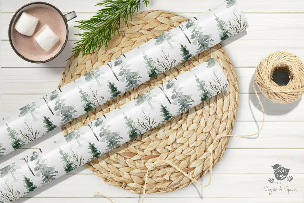 Woodland Christmas Trees Wrapping Paper - Premium Craft Supplies & Tools > Party & Gifting > Packaging & Wrapping from Sugar and Spice Invitations - Just $29! Shop now at Sugar and Spice Paper