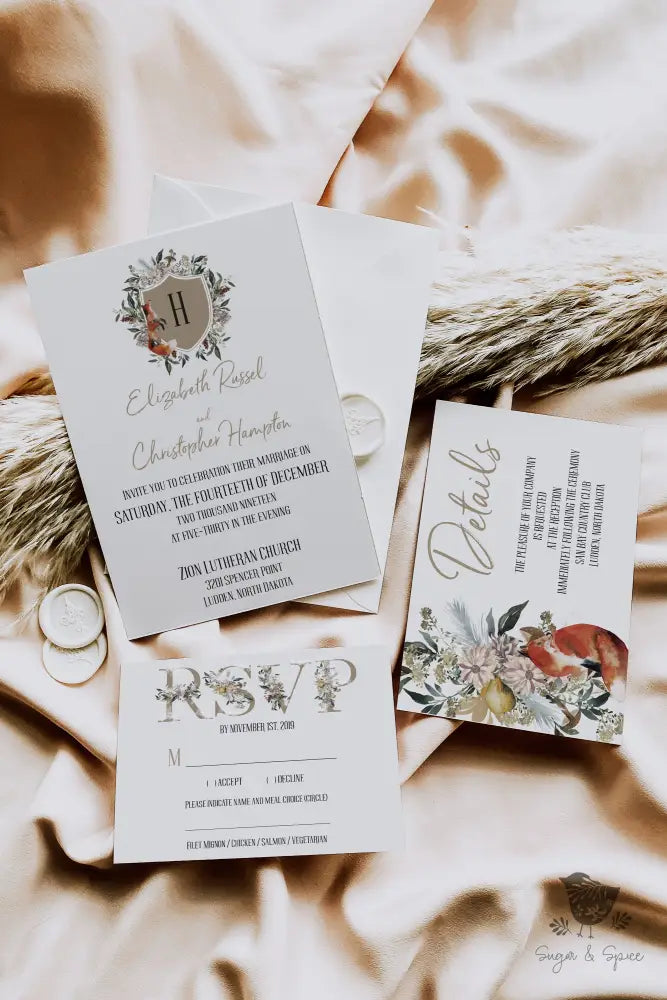 Woodland Fox Wedding Invitation - Premium  from Sugar and Spice Invitations - Just $2.15! Shop now at Sugar and Spice Paper