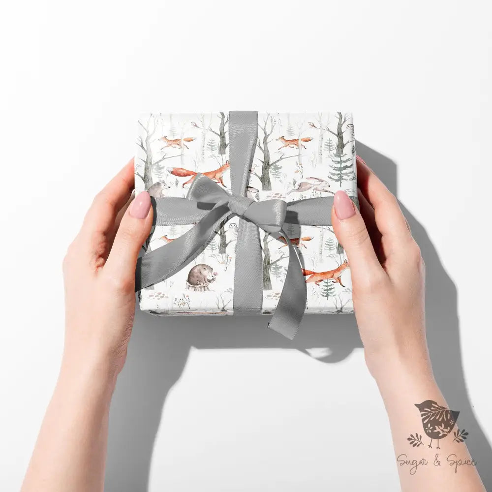 Woodland Fox White Wrapping Paper - Premium Craft Supplies & Tools > Party & Gifting > Packaging & Wrapping from Sugar and Spice Invitations - Just $29! Shop now at Sugar and Spice Paper