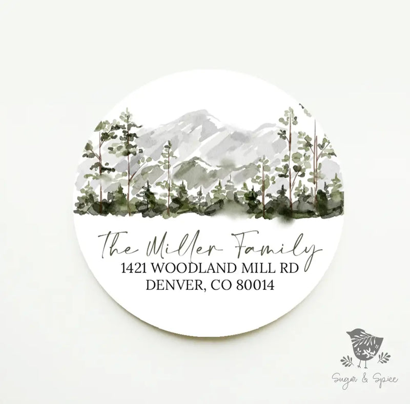 Woodland Mountains Return Address Sticker