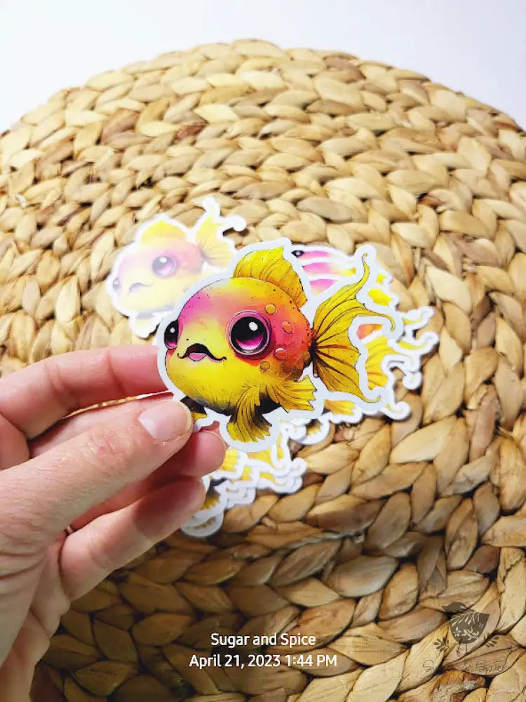 Yellow Fantasy Fish Stickers - Premium  from Sugar and Spice Invitations - Just $3! Shop now at Sugar and Spice Paper