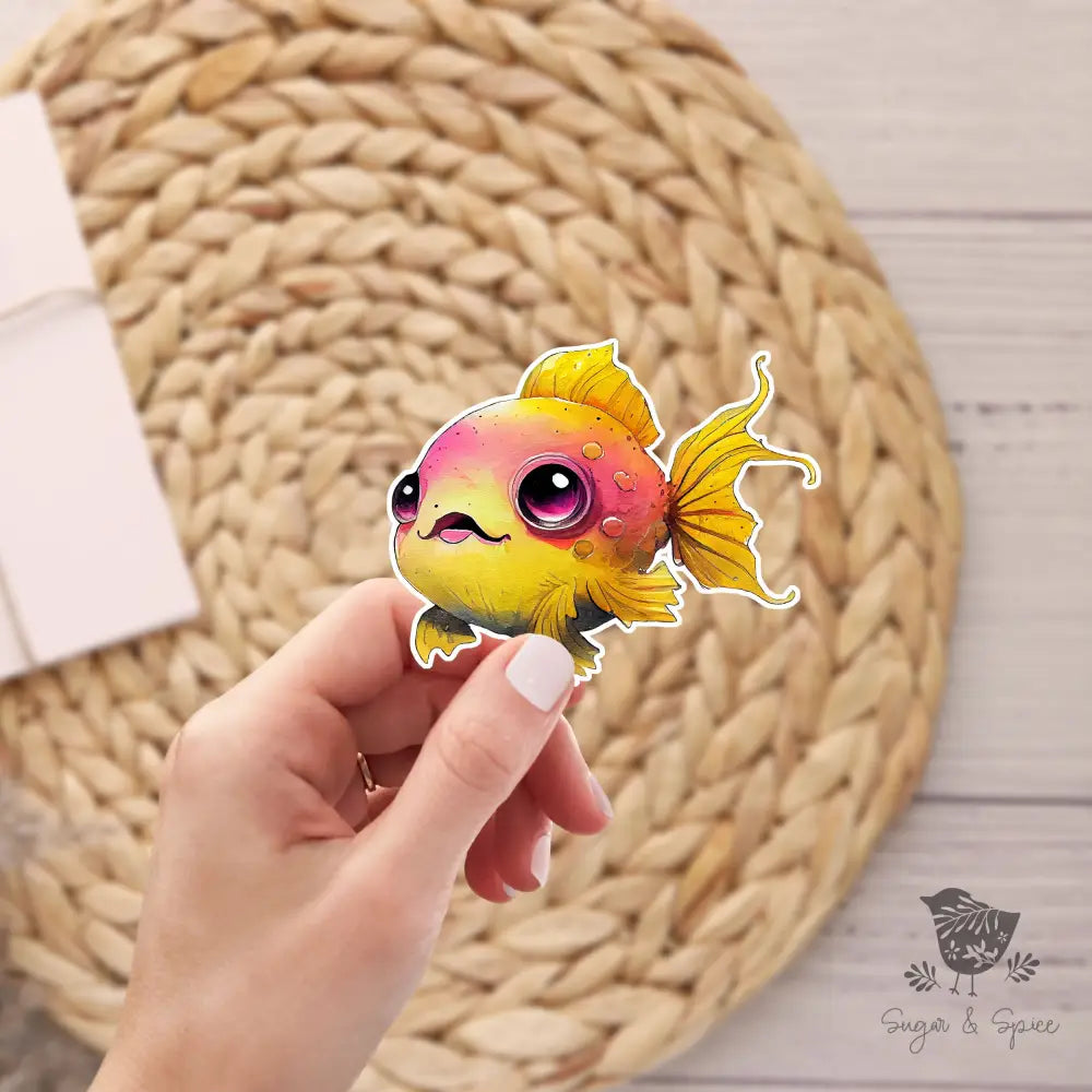 Yellow Fantasy Fish Stickers - Premium  from Sugar and Spice Invitations - Just $3! Shop now at Sugar and Spice Paper
